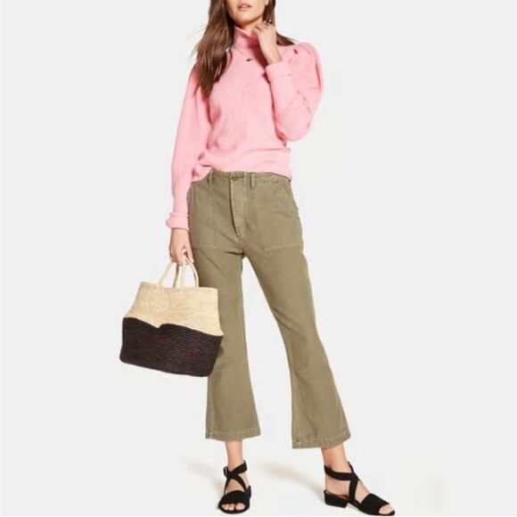 Frame Denim Wool and Cashmere Puff Sleeve Luxury Sweater in Spanish Pink - Picture 3 of 15